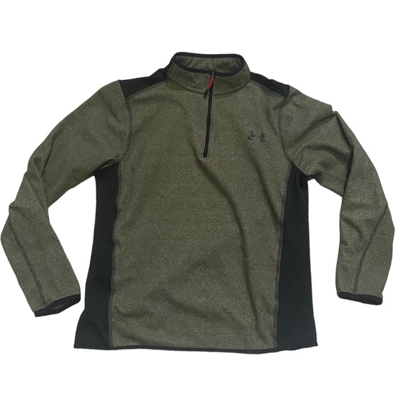 Mens Under Armour Army Green and Black fleece Half zip size M - Picture 1 of 5